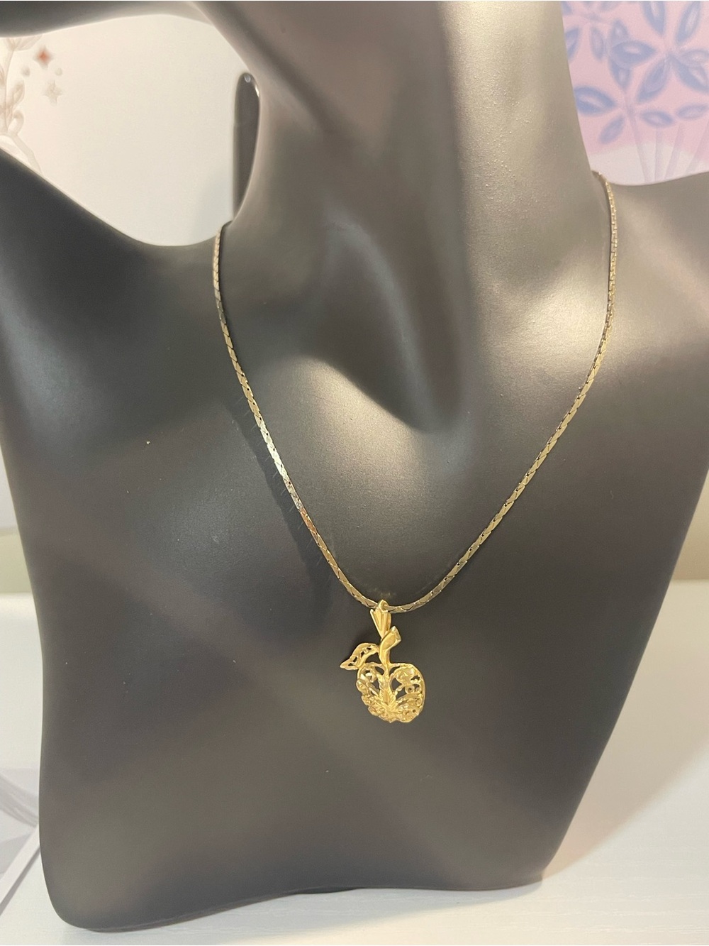 Gold Apple Pendant Necklace - Women Jewelry
